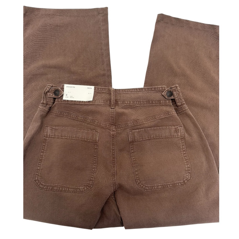 American Eagle Brown Stovepipe Utility Wide Leg Pants Size 4 Short NWT - Picture 4 of 9